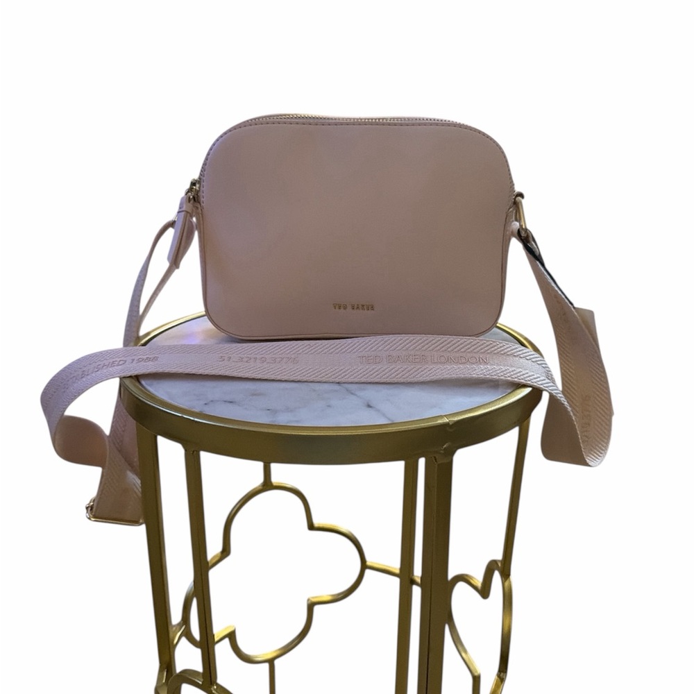 Ted Baker Light Pink Leather Crossbody Bag with Webbing Strap